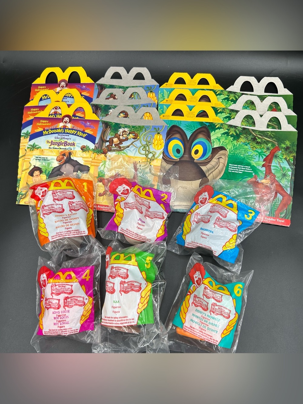 1997 McDonalds Disney Jungle Book Happy Meal Toys Set 6 Sealed With Boxes